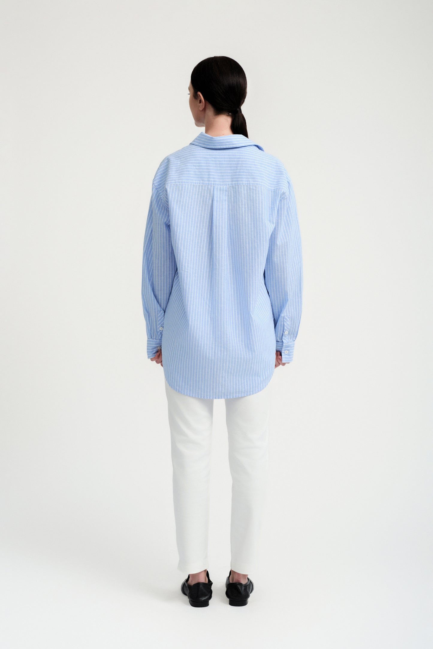 Boyfriend Poplin Shirt - Blue Stripe