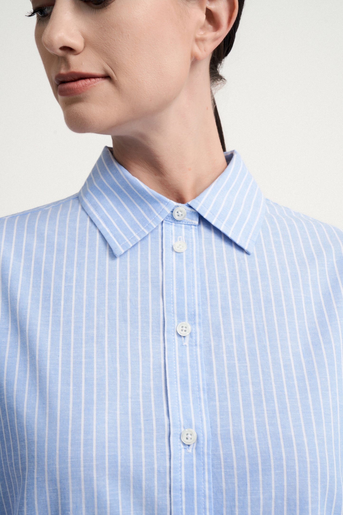 Boyfriend Poplin Shirt - Blue Stripe