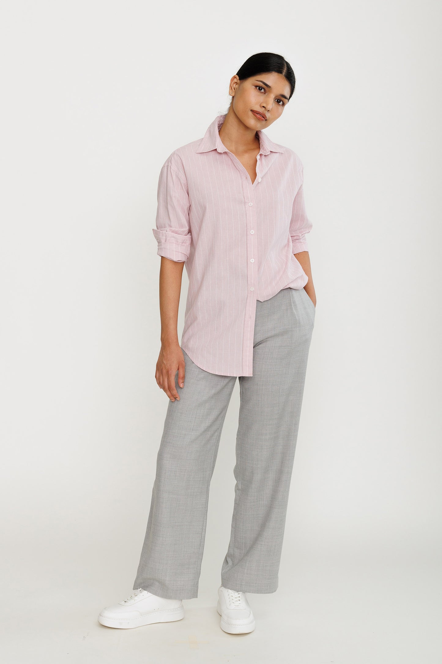 Boyfriend Poplin Shirt - Pink Stripe