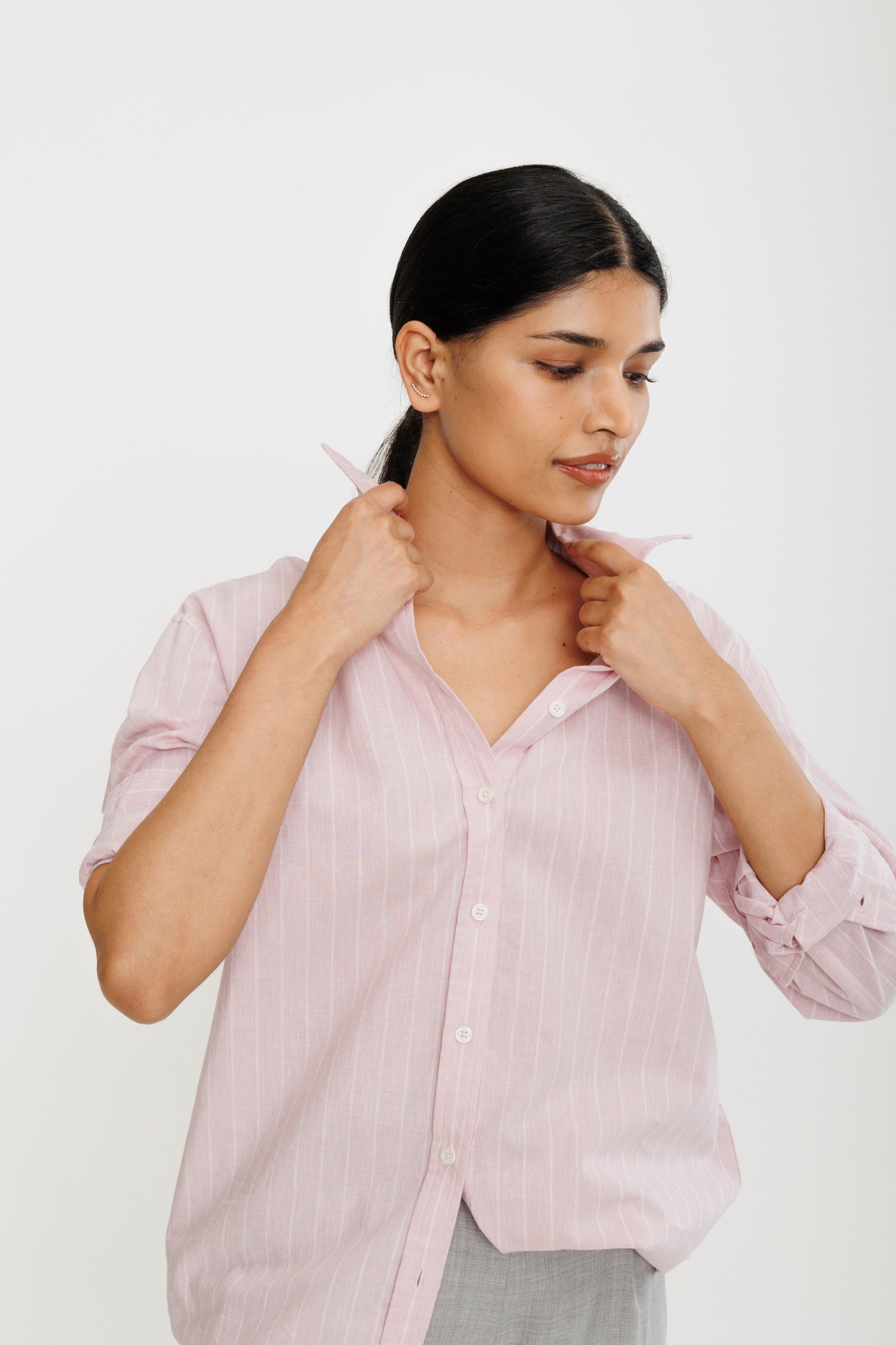 Boyfriend Poplin Shirt - Pink Stripe