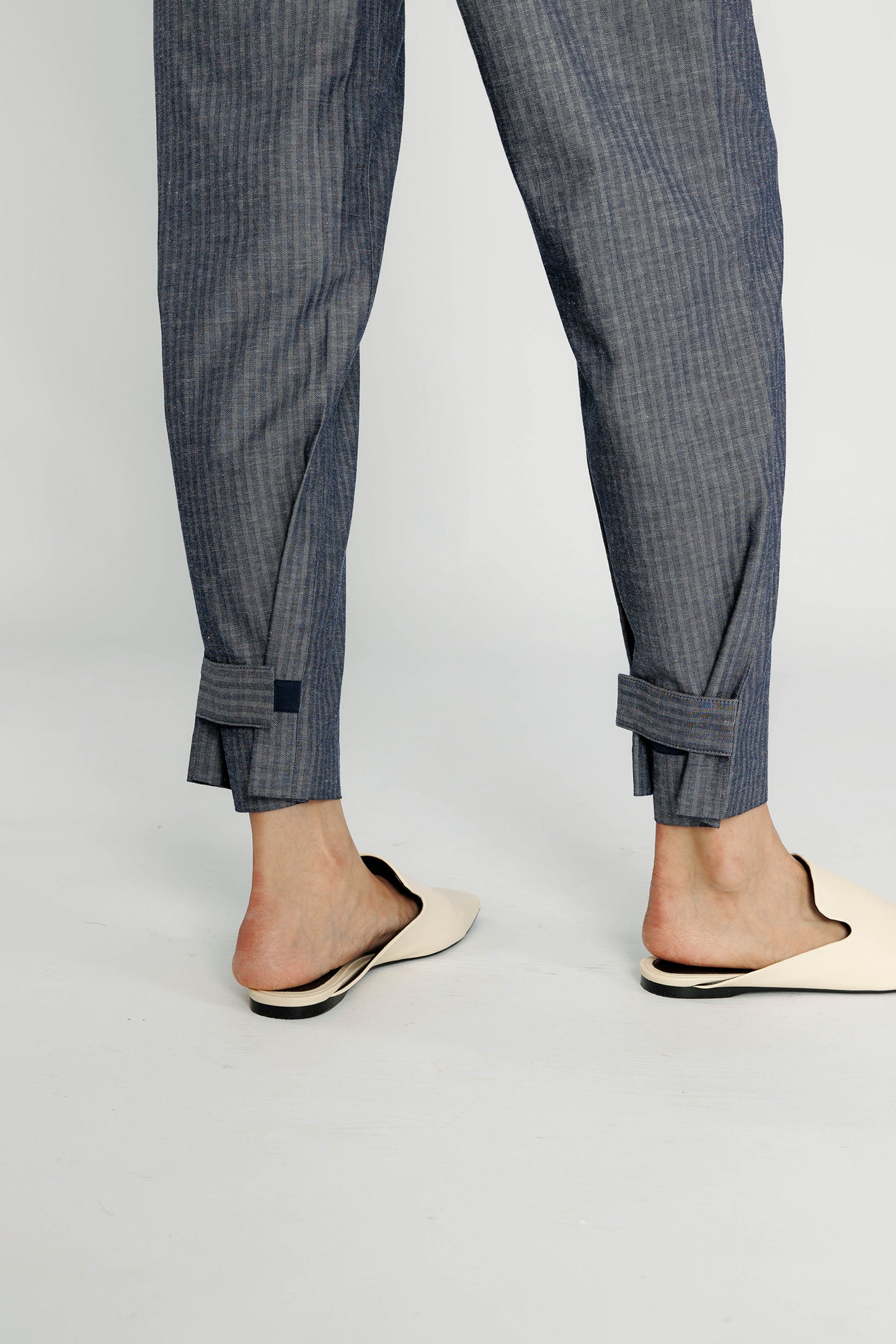 Convertible Crop Pant - Navy Herringbone