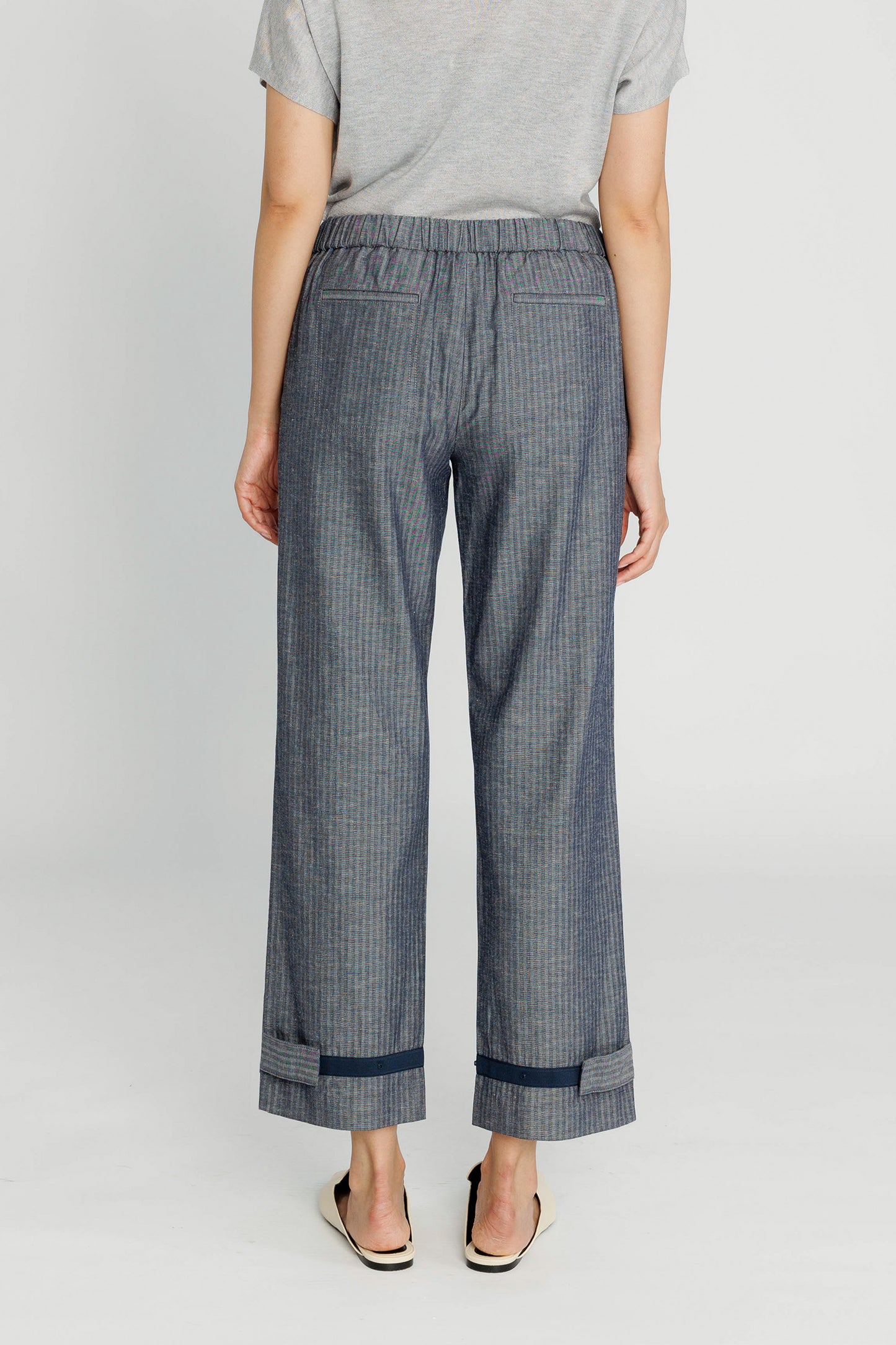 Convertible Crop Pant - Navy Herringbone