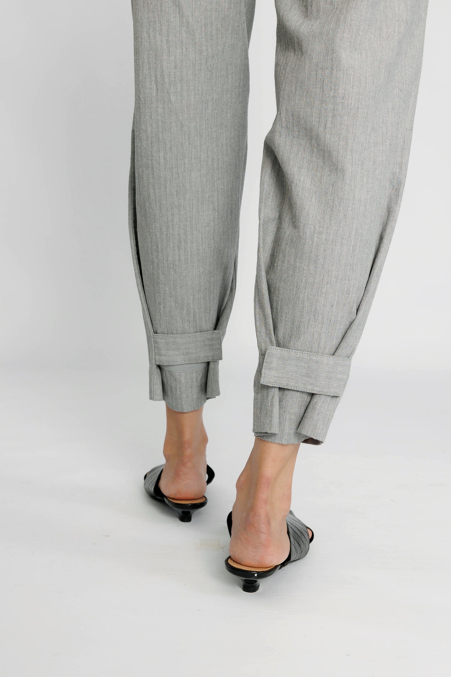 Convertible Crop Pant - Grey Herringbone