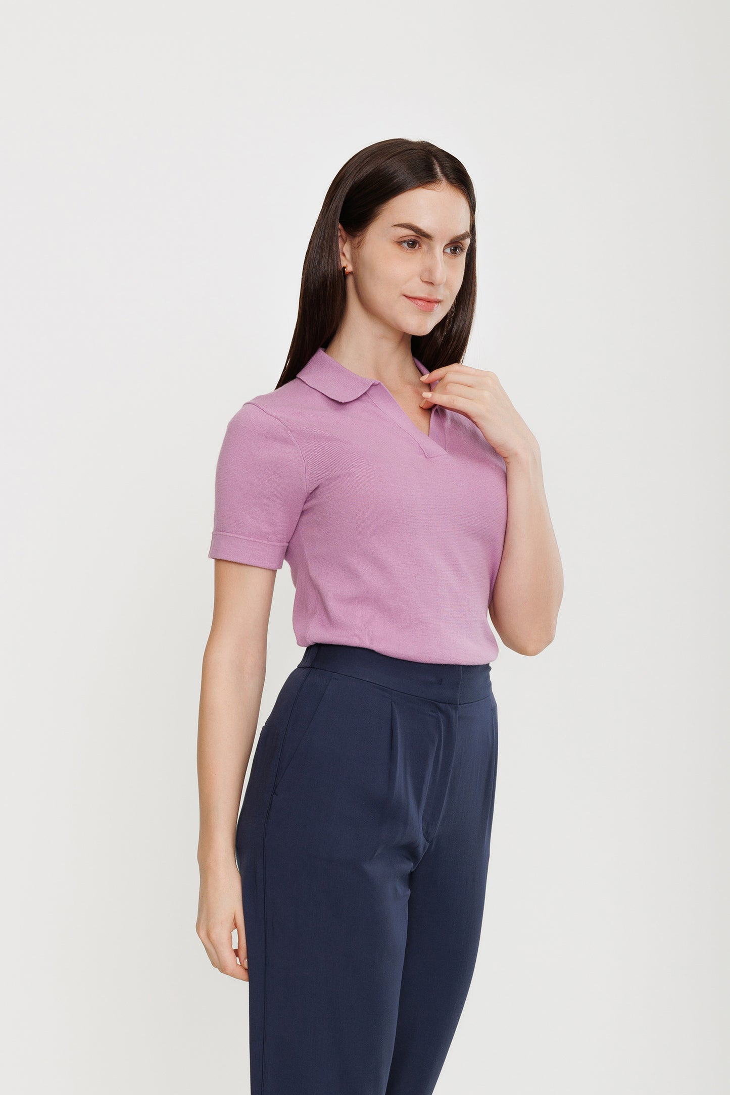 Short-sleeve Cotton Polo - Lilac