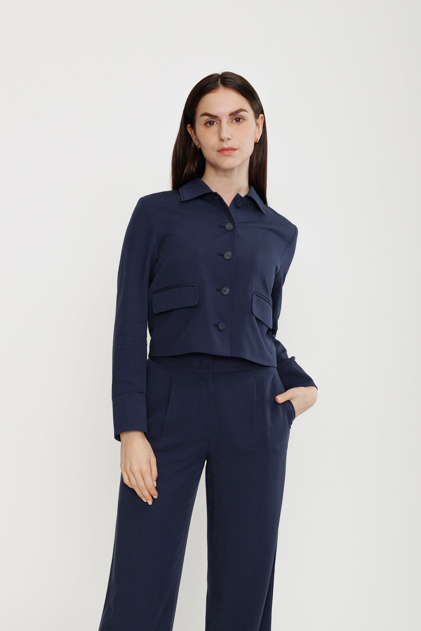 Cropped Tencel Jacket - Deepwater