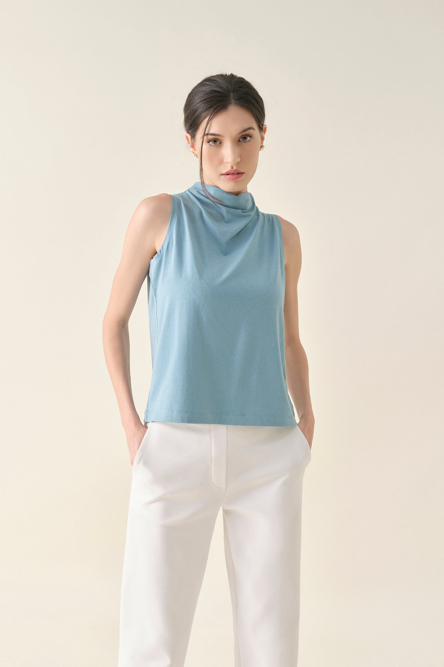 Draped Jersey Vest - Teal