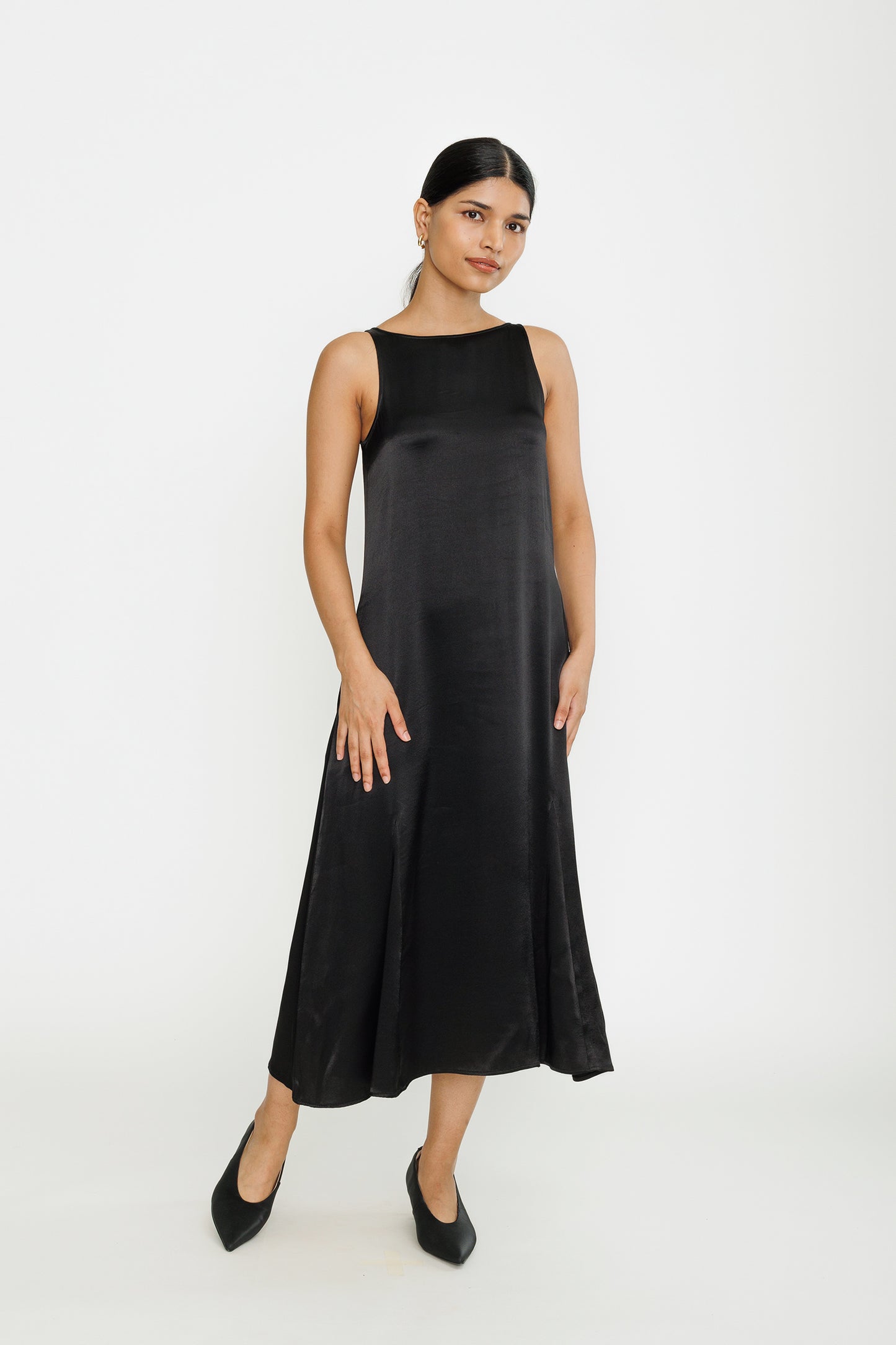 Multi-way Satin Midi Dress - Black