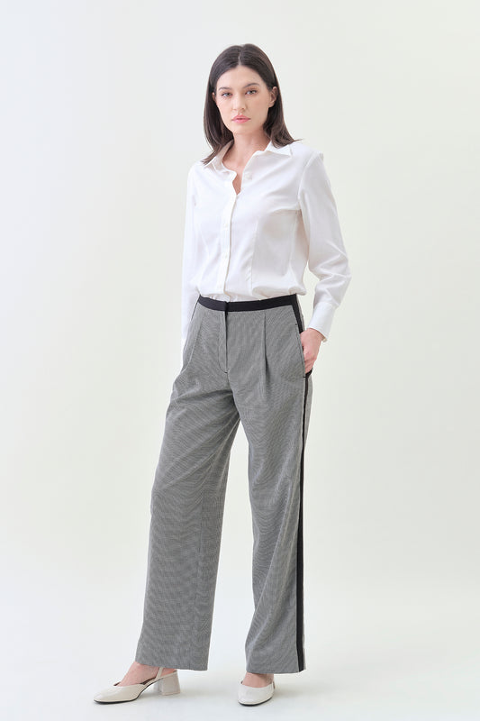 Pleated Wide Pant - Houndstooth