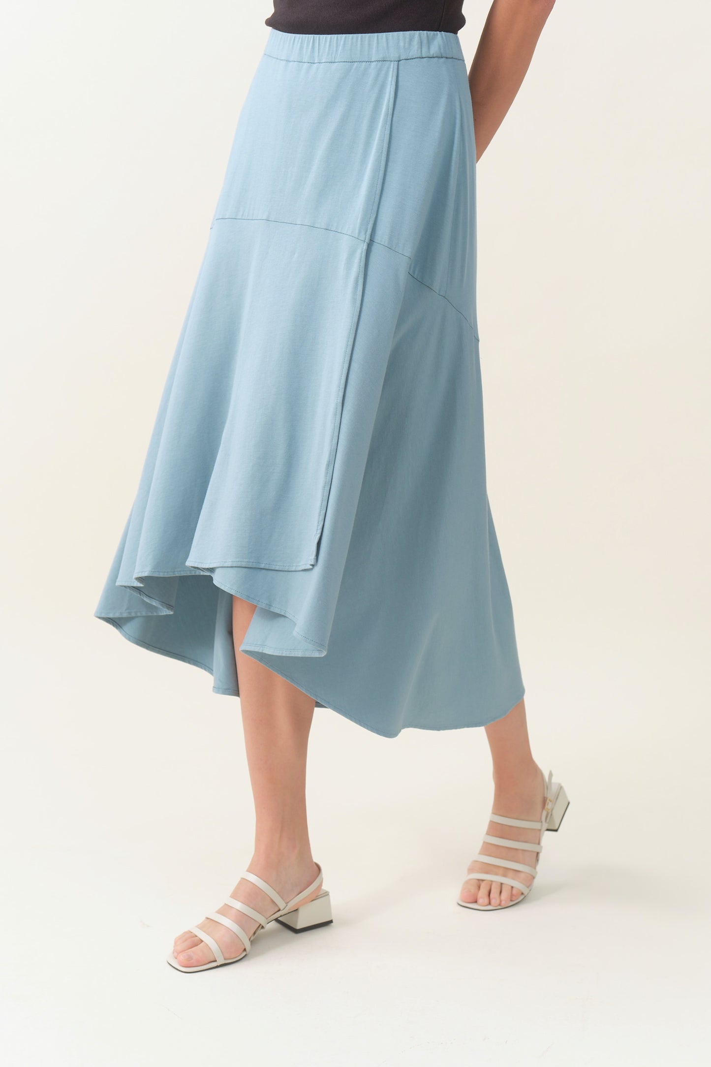 Pull-on Midi Wrap Skirt - Teal