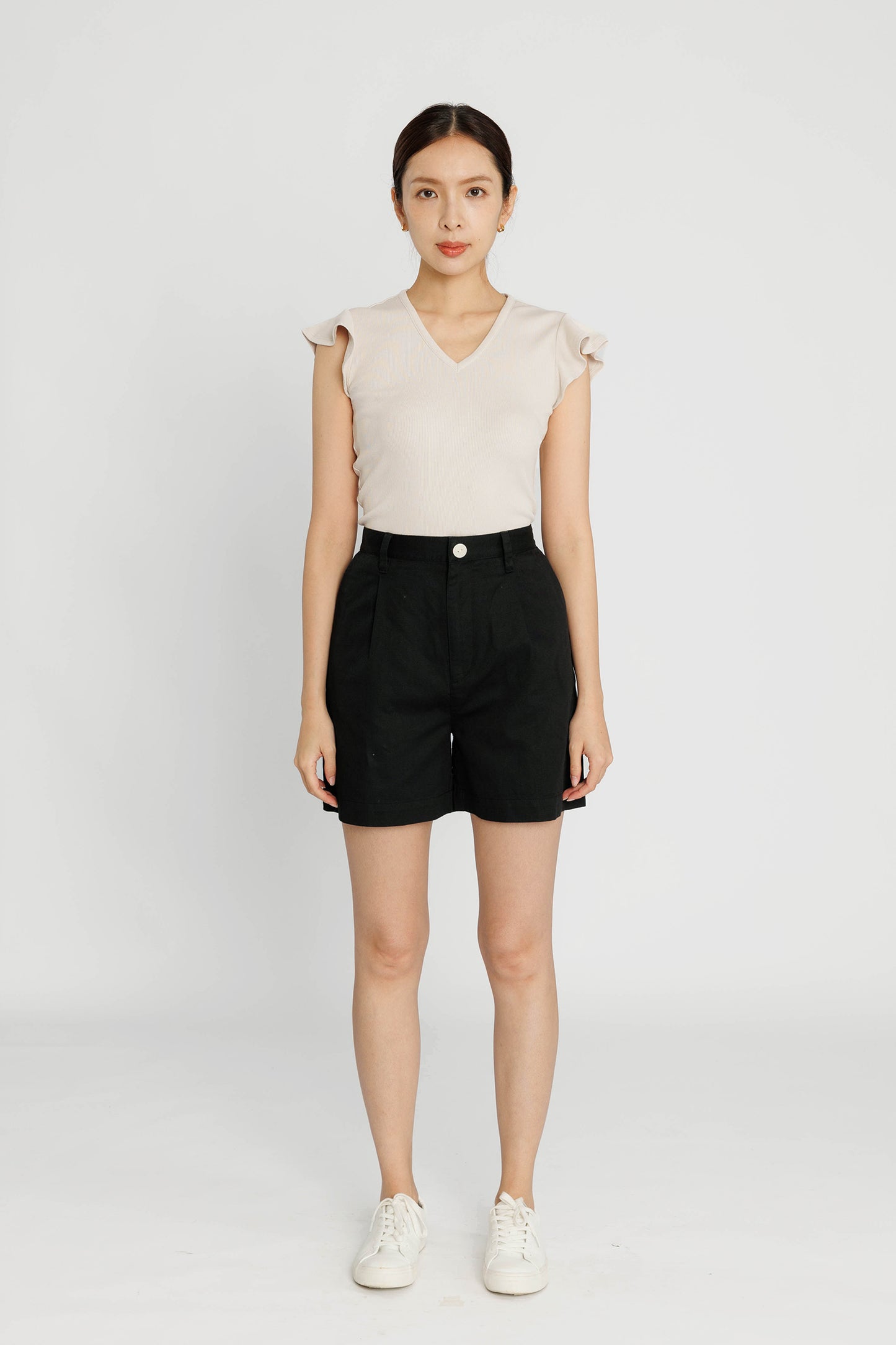 High-waist Tailored Shorts - Black