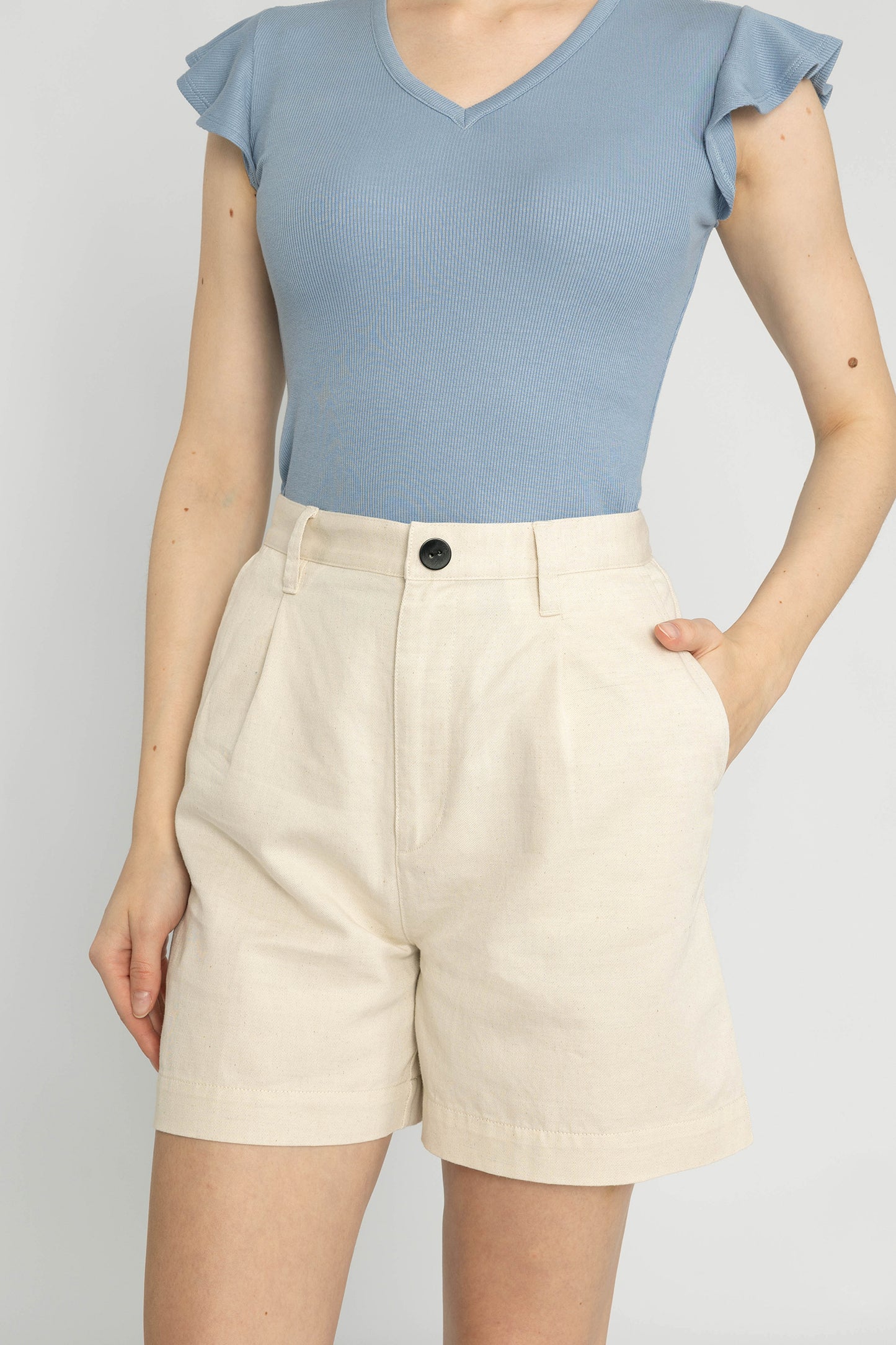 High-waist Tailored Shorts - Raw