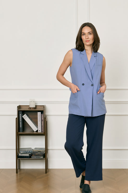 Tencel Blazer Vest - Blue Moon