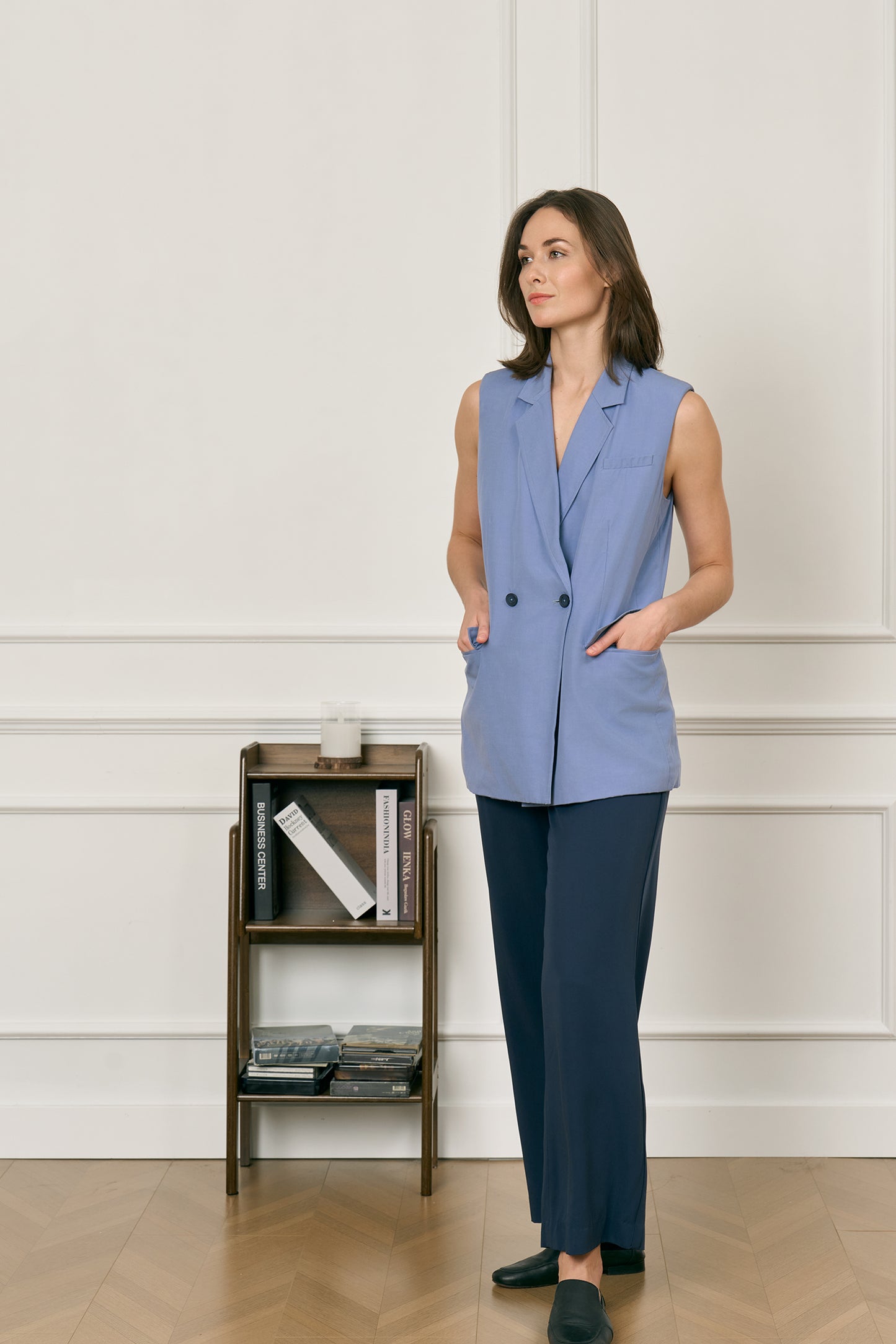 Tencel Blazer Vest - Blue Moon