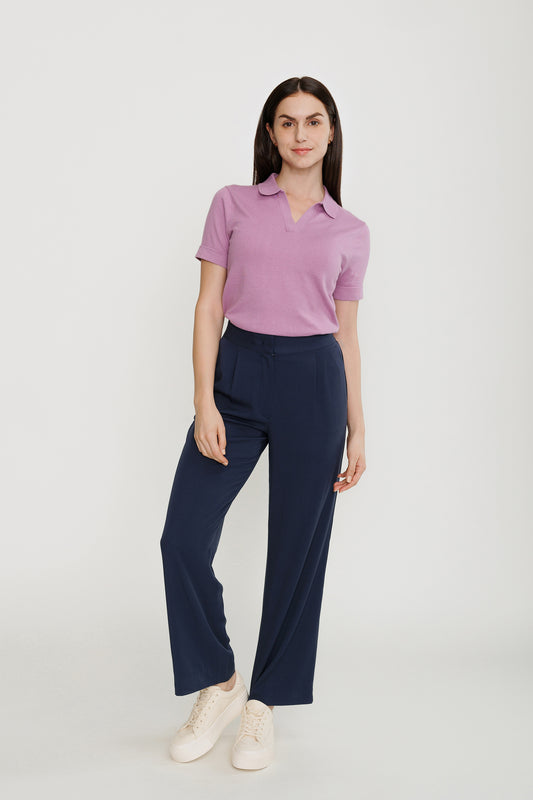 High-waist Tencel Pleated Trouser - Deepwater