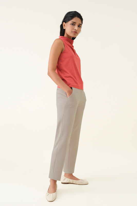 High-waist Barrel Trouser - Stone