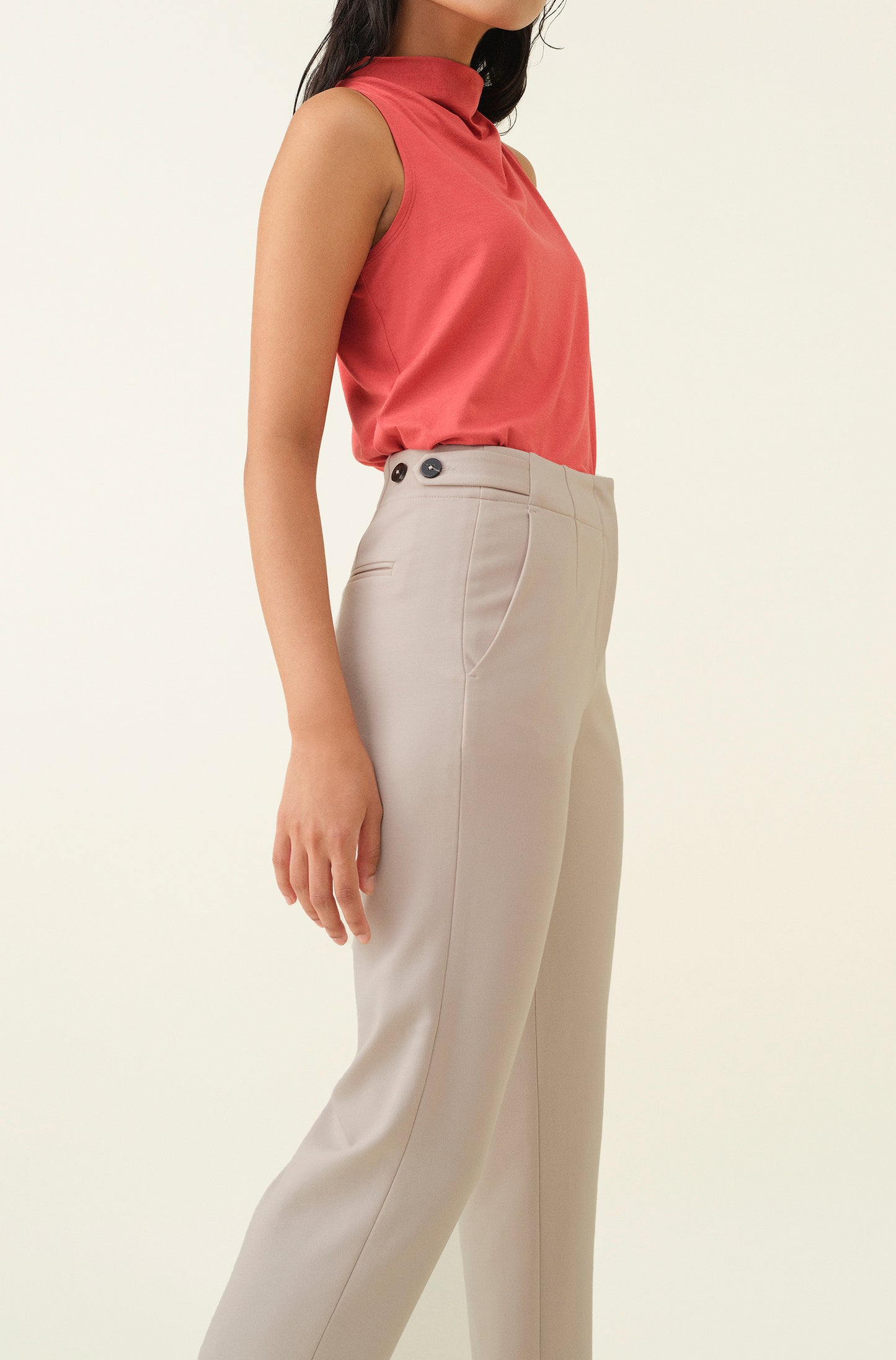 High-waist Barrel Trouser - Stone