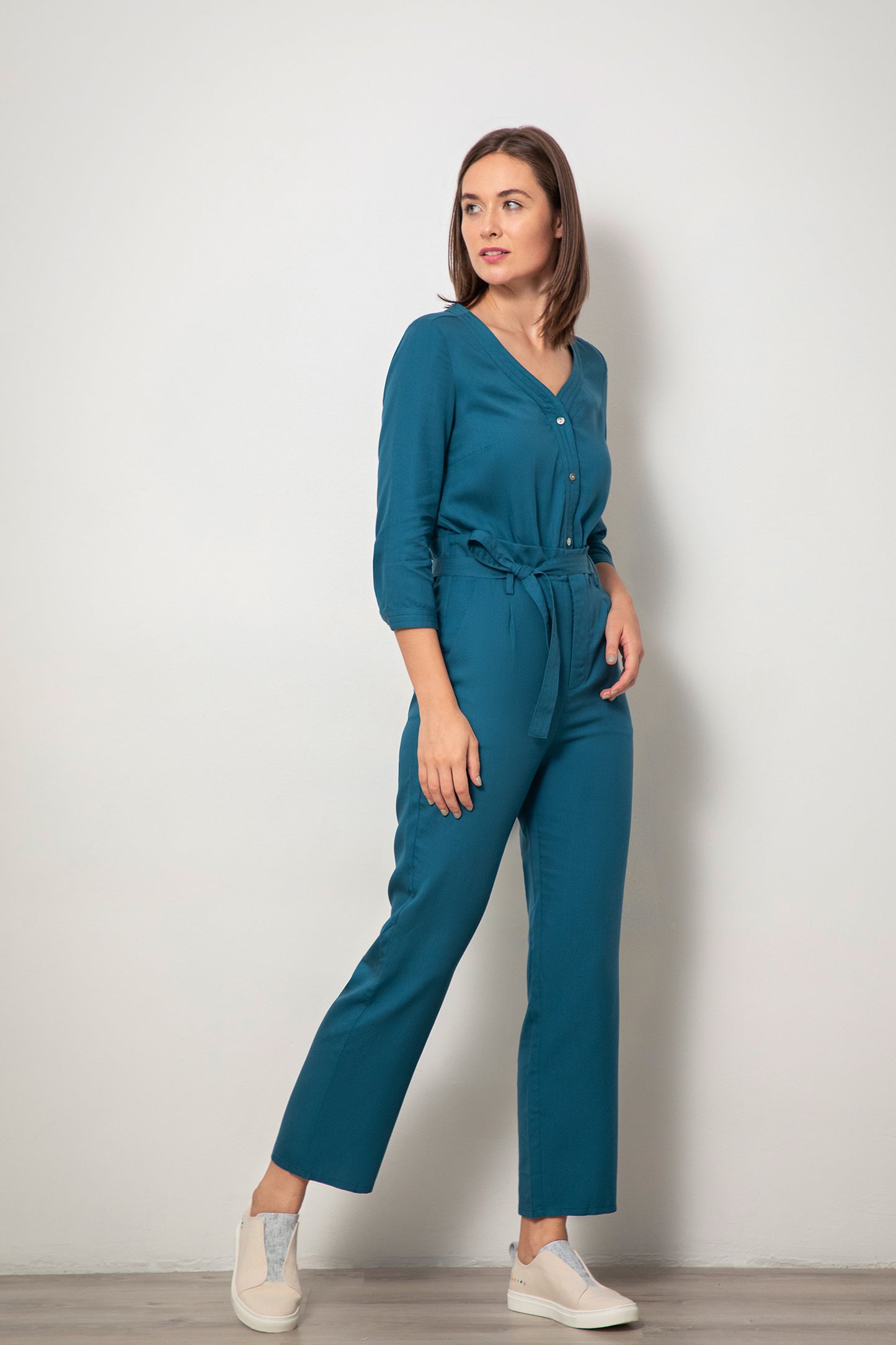 V-neck Jumpsuit - Ocean